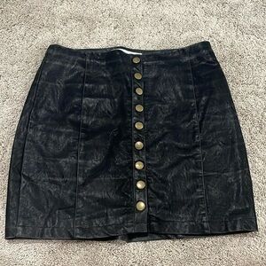 Shimmer black button down skirt
